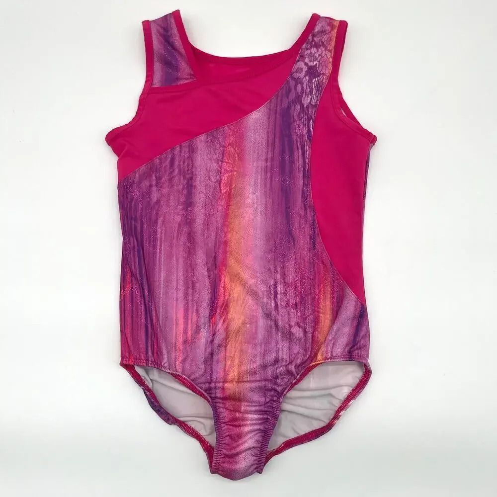DANSKIN Girl's M (7-8), Dance Competition Leotard, Pink Purple Shimmer